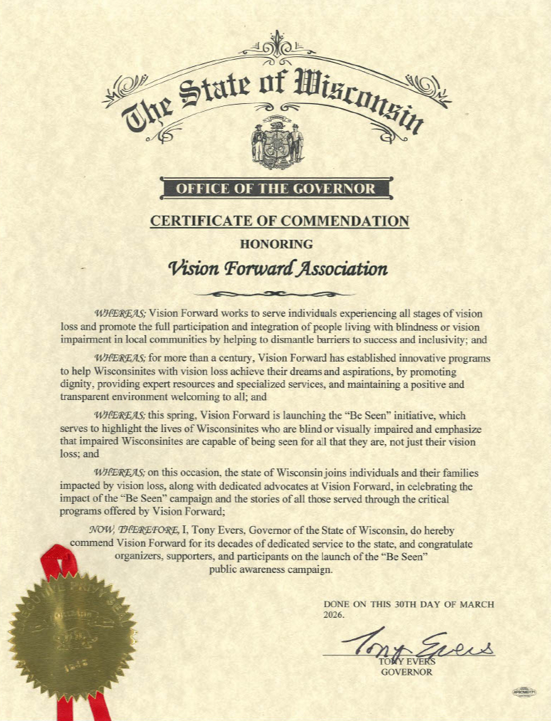 Certificate of Commendation from the State of Wisconsin, Office of the Governor. 