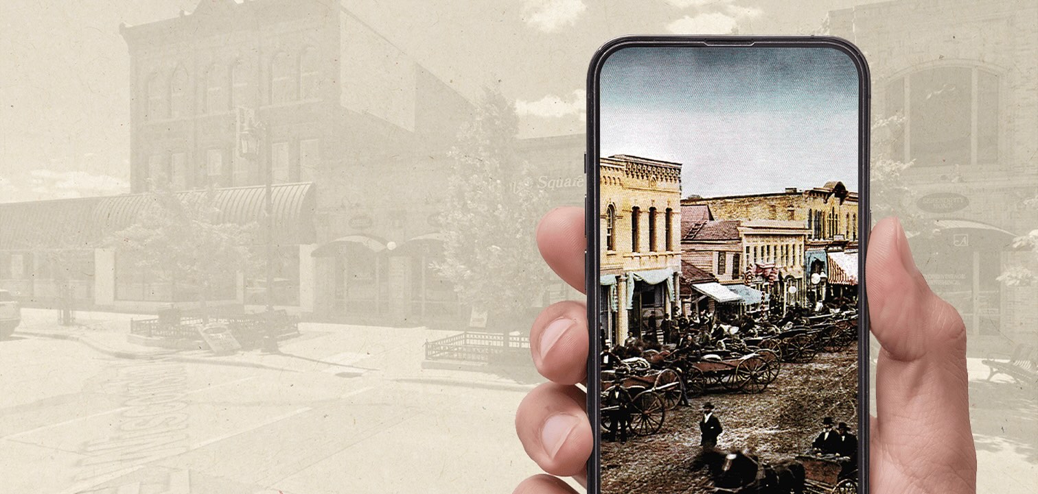 Augmented reality view of a street in Oconomowoc.